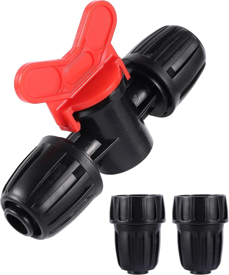 FOGWOWO 1/2 inch Irrigation Tubing Fittings For (1/2" ID x0.6-0.63" OD) 16mm Drip Tubing Barbed Locked Connectors-2 US Standard 3/4" to 1/2" Faucet Adapters,1 Switch Valve - Image 1